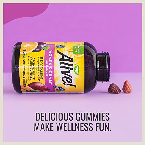 Nature’s Way Alive! Women’s Gummy Multivitamins, Vitamins and Minerals, Supports Whole Body Wellness*, Vegetarian, Mixed Berry Flavored, 150 Gummies