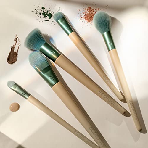 EcoTools Elements Super-Natural Face Makeup Brush Kit, For Foundation, Bronzer, Blush, and Eye Makeup, Works Best With Liquid, Cream, and Powder Products, Limited Edition, 5 Piece Set