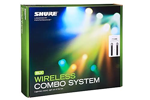 Shure BLX288/PG58 Wireless Microphone System for Two Performers with BLX88 Dual Channel Receiver and Two BLX2 Handheld Transmitters with PG58 Mic Capsules for Lead and Backup Vocals - H9 Band