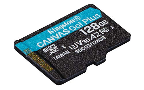Kingston 128GB microSDXC Canvas Go Plus 170MB/s Read UHS-I, C10, U3, V30, A2/A1 Memory Card + Adapter (SDCG3/128GB)