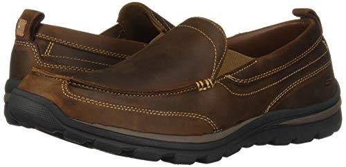 Skechers USA Men's Relaxed Fit Memory Foam Superior Gains Slip-On,9.5 M US,Dark Brown