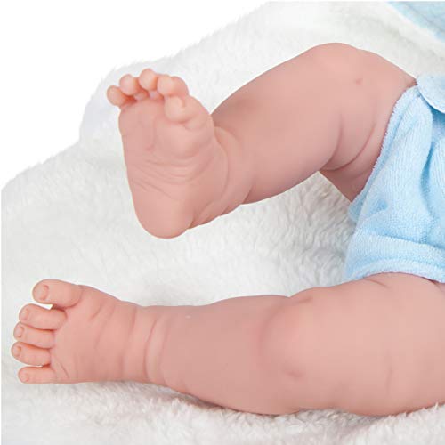 JC Toys La Newborn All-Vinyl-Anatomically Correct Real Boy 15' Baby Doll in Blue and Deluxe Accessories, Designed by Berenguer, Blue - Dots, Model:18064