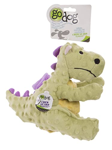 goDog Bubble Plush Dragons Squeaky Dog Toy, Chew Guard Technology - Lime, Large