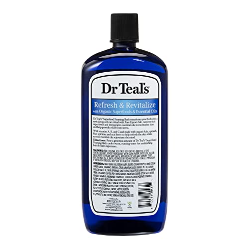 Dr Teal's Foaming Bath with Pure Epsom Salt, Refresh and Revitalize with Vitamins A, B and C, 34 fl oz (Pack of 4) (Packaging May Vary)