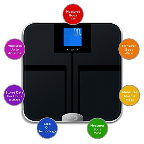 EatSmart Digital Body Fat Scale with Auto Recognition Technology, Black