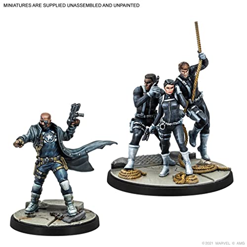 Atomic Mass Games Marvel Crisis Protocol Nick Fury and S.H.I.E.L.D. Agents Character Pack Miniatures Battle Game Strategy Game for Adults Ages 14+ 2 Players Avg. Playtime 90 Minutes, Various,CP55EN