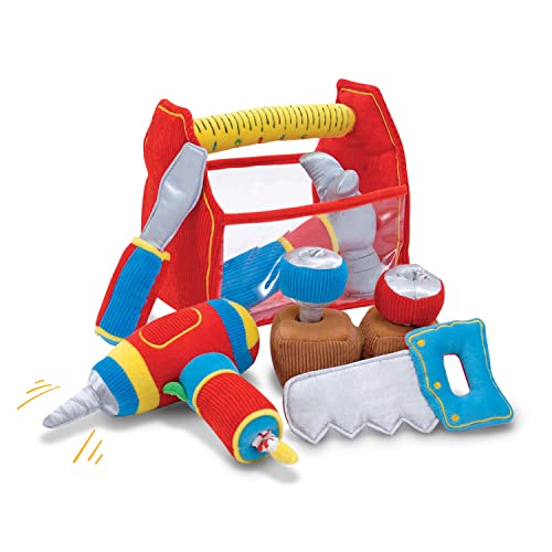 Melissa and Doug Toolbox Fill and Spill Toddler Toy With Vibrating Drill (9 pcs)