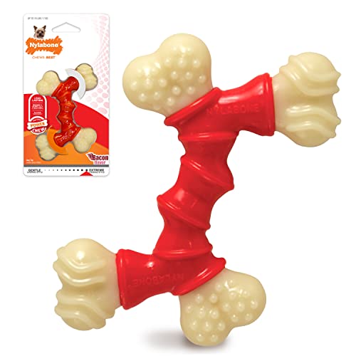 Nylabone Double Bone Power Chew Long-Lasting Dog Toy Bacon X-Small/Petite (1 Count)