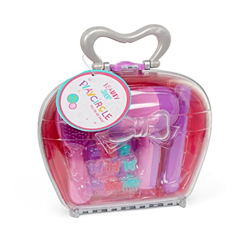 Play Circle by Battat – Pink Beauty Shop Hairdressing Set – Mirror, Brush Kit, Working Hair Dryer with Sounds and Air, Salon Accessories – Pretend Play Styling Toys for Girls Ages 3 and Up (15 Pieces)
