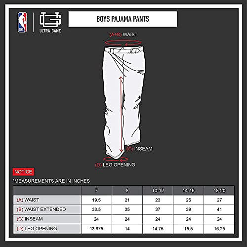 Ultra Game NBA Multi Team Youth 2 Piece Soft Tee Shirt and Lounge Pants Sleepwear Loungewear Pajama Set, Team Color, 8, S