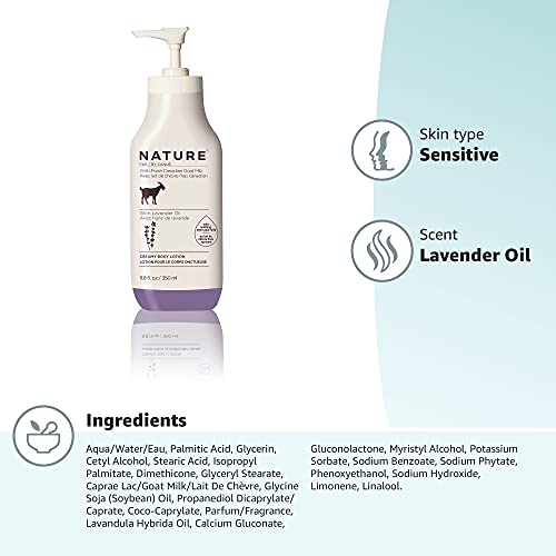 Nature By Canus Creamy Body Lotion, Lavender Oil, 11.8 Oz, With Smoothing Fresh Canadian Goat Milk, Vitamin A, B3, Potassium, Zinc, and Selenium