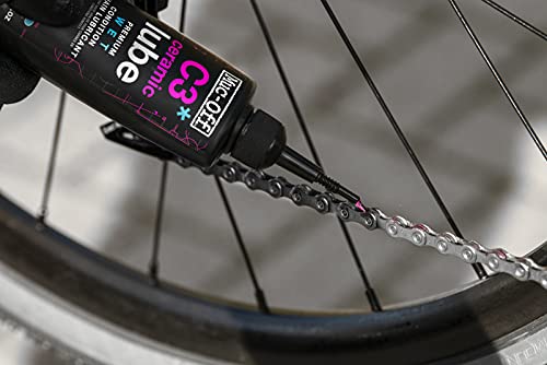 Muc Off C3 Ceramic Wet Chain Lube, 120 Milliliters - Premium Bike Chain Lubricant with UV Tracer Dye - Formulated for Wet and Harsh Weather Conditions