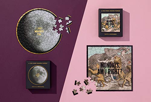 Mondays, Am I Right? 100 Piece Mini Shaped Puzzle from Brass Monkey - 7.25' x 7.25' Mini Puzzle for Adults, Eye-Catching Design, Black Foil Accents, Unique Gift Idea!