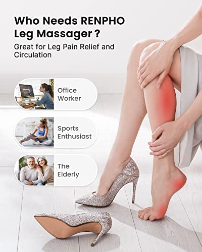 RENPHO Leg Massager for Circulation and Pain Relief, Air Compression Foot Leg Calf Thigh Massage, Helps for Reduce Swelling, 6 Modes 4 Intensities, Gifts for Mom, Dad, Women, Men