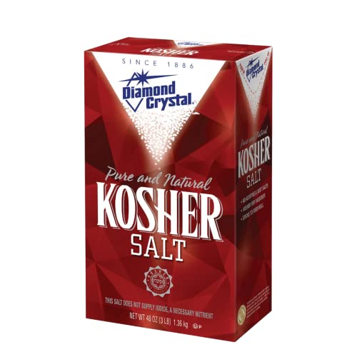 Diamond Crystal Kosher Salt – Full Flavor, No Additives and Less Sodium - Pure and Natural Since 1886-3 Pound Box