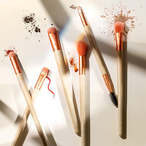 EcoTools Elements Fiery Eye Makeup Brush Set, For Eyeshadow and Eyeliner, Blending Brushes for Eyes, Eco Friendly Makeup Brushes, Limited Edition, Orange, Cruelty Free and Vegan, 6 Piece Set