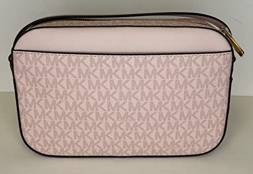 Michael Kors Jet Set Large Chain Crossbody Bag bundled with with SM TZ Coinpouch Wallet and Purse Hook (Signature MK Powder Blush)
