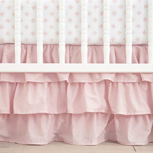 Levtex Baby - Willow Crib Bed Set - Baby Nursery Set - Pink - Soft Rosette Pintuck - 5 Piece Set Includes Quilt, Fitted Sheet, Diaper Stacker, Wall Decal and Crib Skirt/Dust Ruffle