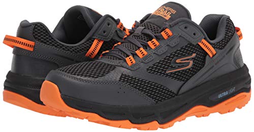 Skechers Men's GOrun Altitude-Trail Running Walking Hiking Shoe with Air Cooled Foam Sneaker, Charcoal/Orange, 8