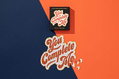 You Complete Me 100 Piece Mini Shaped Puzzle from Brass Monkey - 7.25' x 6.8' Mini Puzzle for Adults, Eye-Catching Design, Gold Foil Accents, Unique Gift Idea!