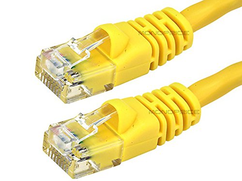 Monoprice Cat6 Ethernet Patch Cable - 75 Feet - Yellow | Network Internet Cord - RJ45, Stranded, 550Mhz, UTP, Pure Bare Copper Wire, 24AWG