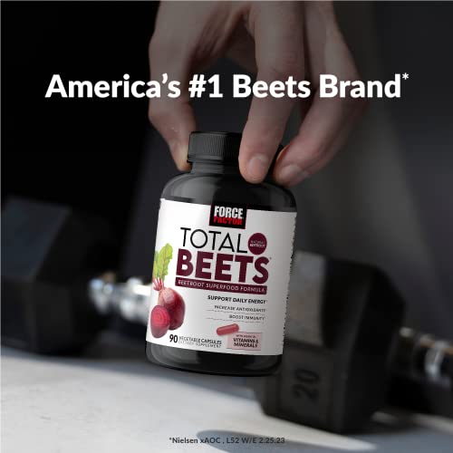 Force Factor Total Beets Beetroot Superfood Formula with Beet Root Powder, Beet Supplement with Vitamins, Minerals, and Antioxidants, Immune Support Supplement, 90 Vegetable Capsules