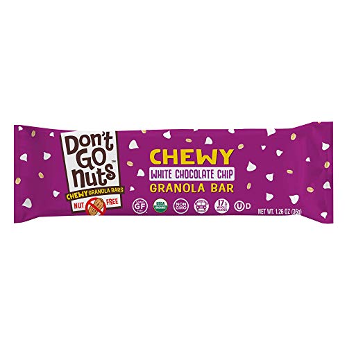 Don't Go Nuts Organic Chewy Granola Bars, White Chocolate Chip, Non GMO, Gluten and Nut Free, Whitewater Chomp, 30 Count