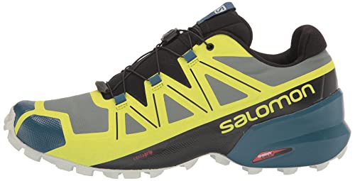 Salomon Speedcross 5 Trail Running Shoes for Men, Duck Green/Black/Evening Primrose, 8.5