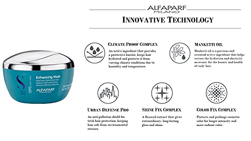 Alfaparf Milano Semi Di Lino Curls Enhancing Mask for Wavy and Curly Hair - Hydrates and Nourishes - Reduces Frizz - Protects Against Humidity - Vegan-Friendly Formula - 6.84 oz.