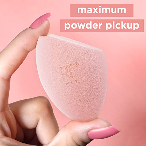 Real Techniques Miracle Powder Sponge, Makeup Blending Sponge For Powder Products, Set Makeup For Natural Finish and Cloud Skin, Buildable Coverage, Velvet Material, Packaging May Vary, 2 Count