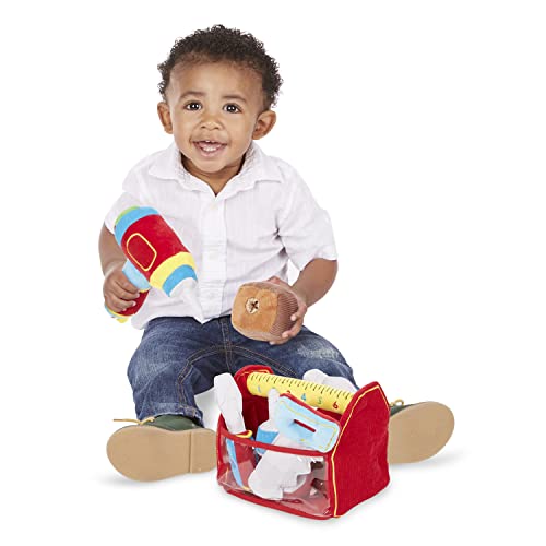 Melissa and Doug Toolbox Fill and Spill Toddler Toy With Vibrating Drill (9 pcs)