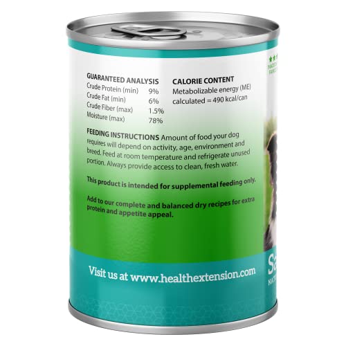 Health Extension Wet Dog Food Canned, Grain-Free, Natural Food for All Puppies and Dogs with Added Vitamins and Mineral, Salmon Recipe (12.5 Oz / 362 g) (Pack of 12)