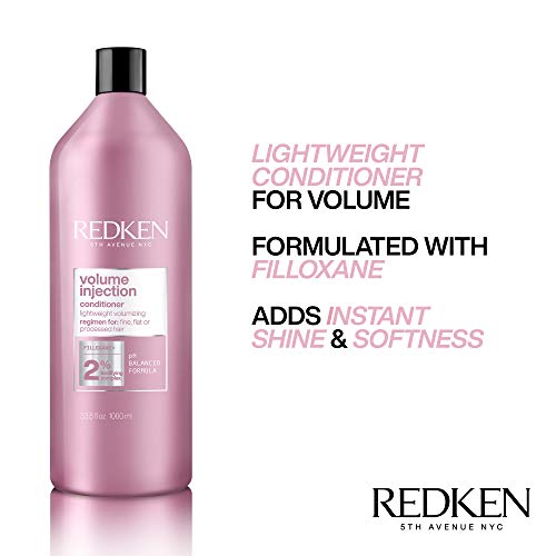 Redken Volume Injection Conditioner | For Fine Hair | Detangles and Adds Volume | 33.8 fl. Oz (Pack of 1)