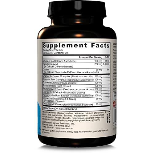 Jarrow Formulas Adrenal Optimizer - 120 Tablets - Dietary Supplement Supports Adrenal Health and Immune System - Combines 12 Nutrients and Nutraceuticals - 60 Servings (Packaging May Vary)