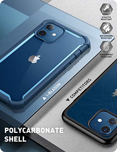 i-Blason Ares Series Designed for iPhone 12 Mini Case (2020), Dual Layer Rugged Clear Bumper Case with Built-in Screen Protector (Blue)