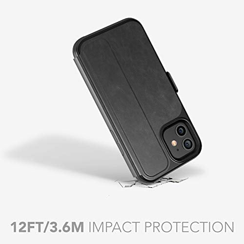 tech21 Evo Wallet Phone Case for Apple iPhone 12 Mini 5G with 12 ft. Drop Protection, Black