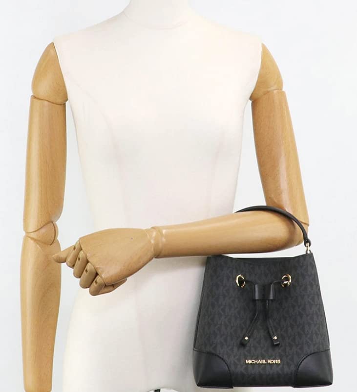 Michael Kors XS Suri Mini Bucket Crossbody Drawstring Shoulder Bag 35F2GM9M1B PVC (Black PVC)