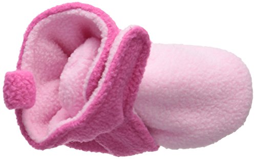 Luvable Friends Unisex Baby Cozy Fleece Booties, Light Pink Dark Pink, 0-6 Months US