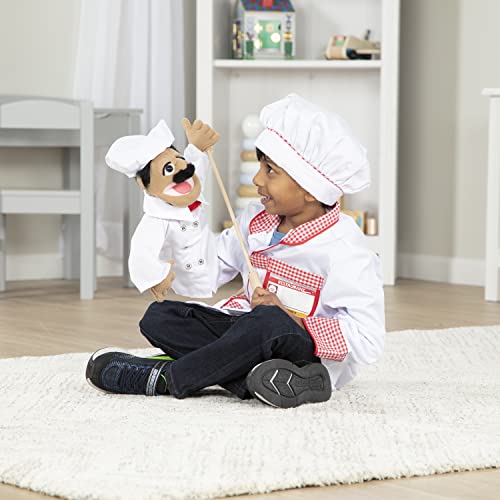 Melissa and Doug Chef Puppet (Al Dente) with Detachable Wooden Rod - Pretend Play Chef Puppet Chef Pepe