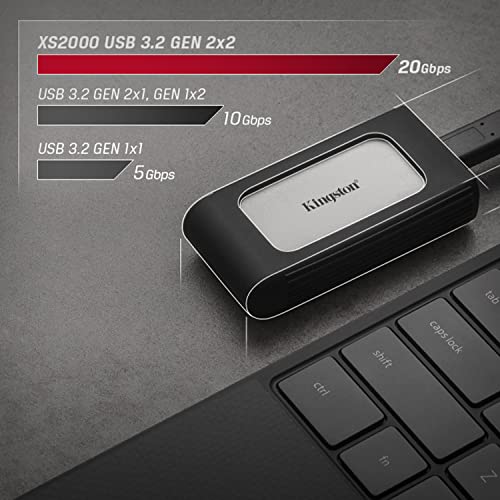 Kingston XS2000 2TB High Performance Portable SSD with USB-C | Pocket-sized | USB 3.2 Gen 2x2 | External Solid State Drive | Up to 2000MB/s | SXS2000/2000G