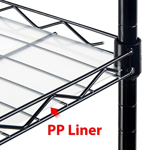 SINGAYE 3 Shelf Wire Shelving Unit Adjustable Storage Shelving 21.26”W x 11.41”D x 22.83”H (Black)