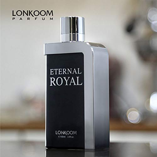 Lonkoom Eternal Royal - Fragrance for Men - Amber and Woody Scent - Perfume Notes of Litchi, Bergamot, Raspberry, Cardamom, Musk, Sandalwood - Long Wearing Aromatic Projection - 3.4 oz EDT Spray