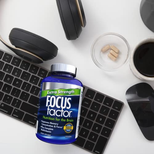 Focus Factor Adults Extra Strength, 120 Count- Brain Supplement for Memory, Concentration, Focus- DMAE, Vitamin D, DHA- Brain Health Supplement – Trusted Formula- Brain Vitamins, Focus Pills (3 Pack)