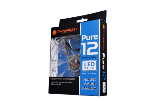 Thermaltake 120mm Pure 12 Series Blue LED Quiet High Airflow Case Fan CL-F012-PL12BU-A