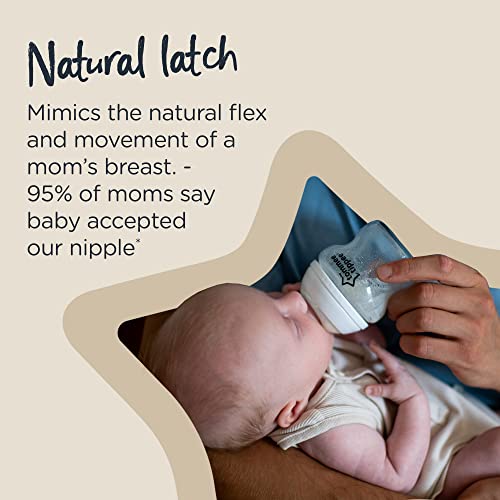 Tommee Tippee Closer to Nature Baby Bottles Slow Flow Breast-Like Nipple with Anti-Colic Valve (9oz, 2 Count)
