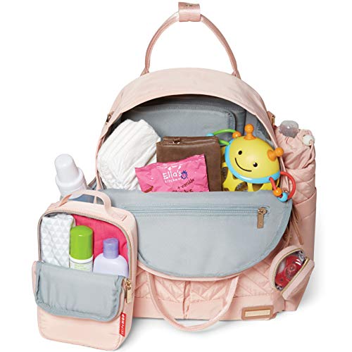 Skip Hop Diaper Bag Backpack: Suite 6-in-1 Diaper Backpack Set, Multi-Function Baby Travel Bag with Changing Pad, Stroller Straps, Bottle Bag and Pacifier Pocket, Blush