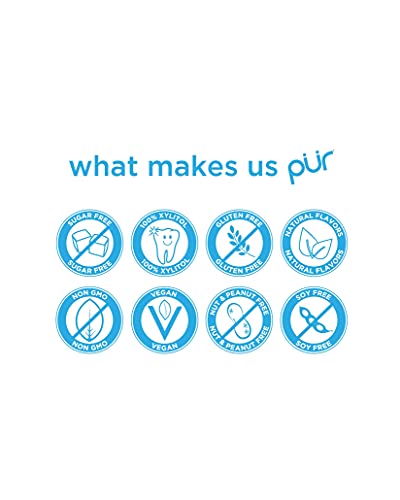 PUR Gum | Sugar Free Chewing Gum | 100% Xylitol | Vegan, Aspartame Free, Gluten Free and Keto Friendly | Natural Peppermint Flavored Gum, 9 Pieces (Pack of 12)