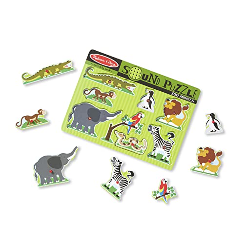 Melissa and Doug Zoo Animals Sound Puzzle - Wooden Peg Puzzle With Sound Effects (8 pcs)