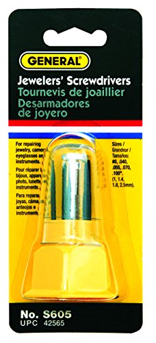 General Tools S605 Five-Blade Jeweler's Screwdriver Set, 4 Slotted Blades - 0.100, 0.070, 0.055, 0.04, 1 Phillips Blade - #0