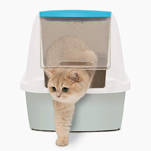 Catit Large Hooded Cat Litter Box, Blue and White, 50701